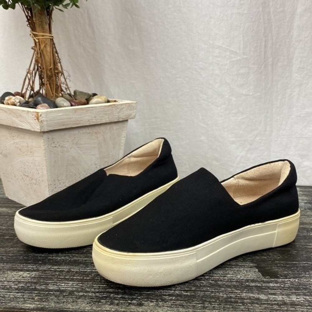 J Slides Black Canvas Slip On Sneaker 6.5